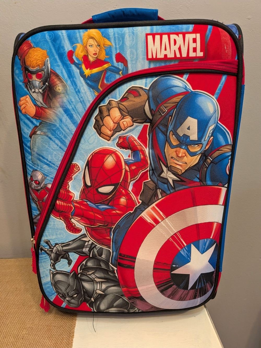 Marvel Kids Travel Gear - Captain America & Spider-Man Red/Blue Little Suitcase